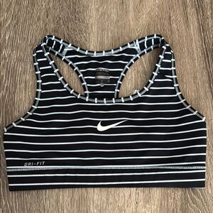 Nike Women's Black Striped Sports Bra